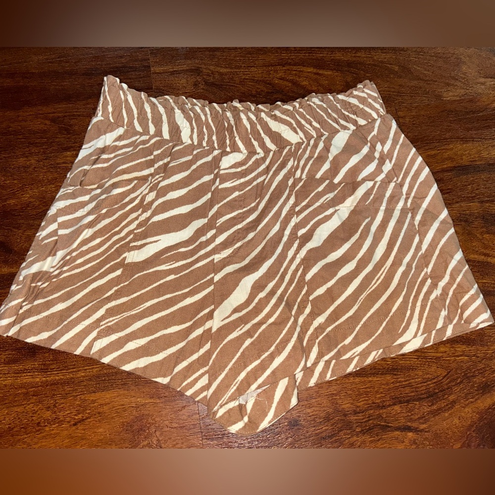 A New Day Brown and Cream Zebra Patterned Shorts